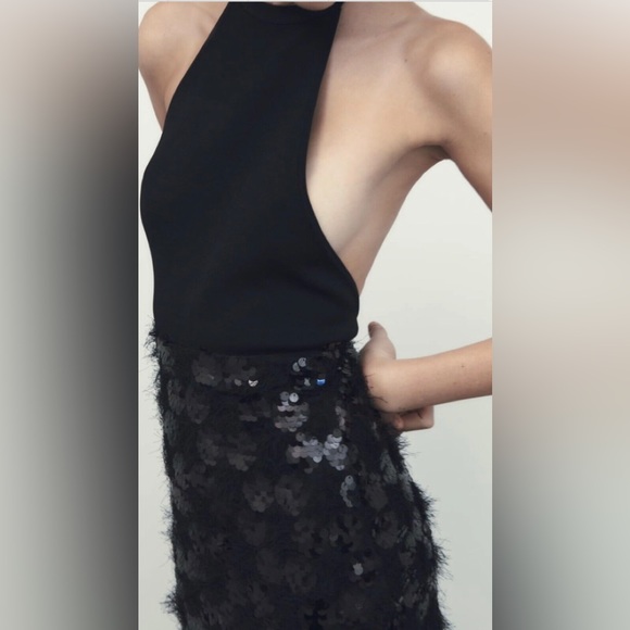 Zara Sequin Knit Halter Dress - Picture 3 of 7